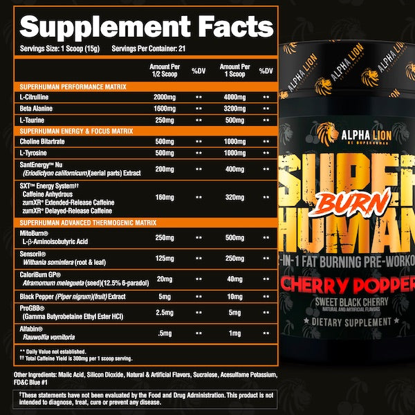 Alpha Lion Super Human Burn 2 in 1 Fat Burning Pre-workout - Sycamore Supplements