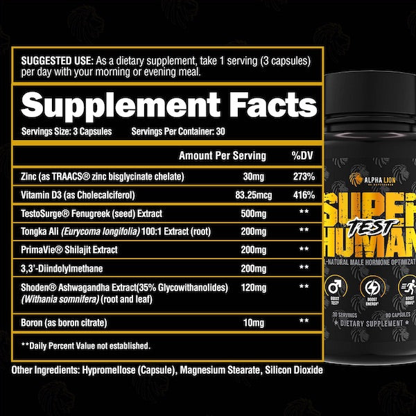 Alpha Lion Super Human Test - Natural Testosterone Booster - Sycamore Supplements